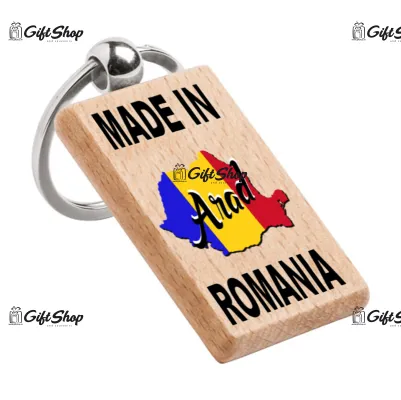 Made in arad romania, breloc din lemn, model 007
